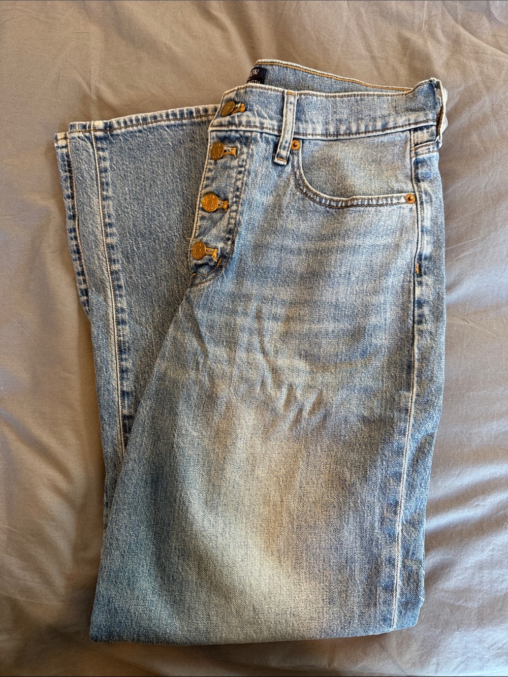 J. Crew Light Blue High-Rise Flare Jeans with Button Fly
